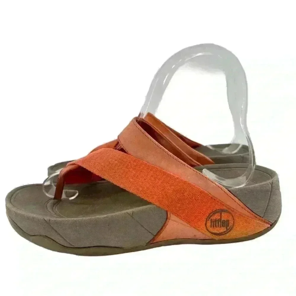 Fitflop womens sandals size 5 36 coral suede flatform orthopedic walking - Picture 4 of 12